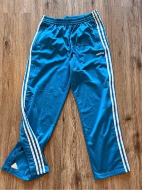 Vintage 3 Stripes Adidas Breakaway Snap Pants Men’s Large Teal Blue 90s Y2K Surf